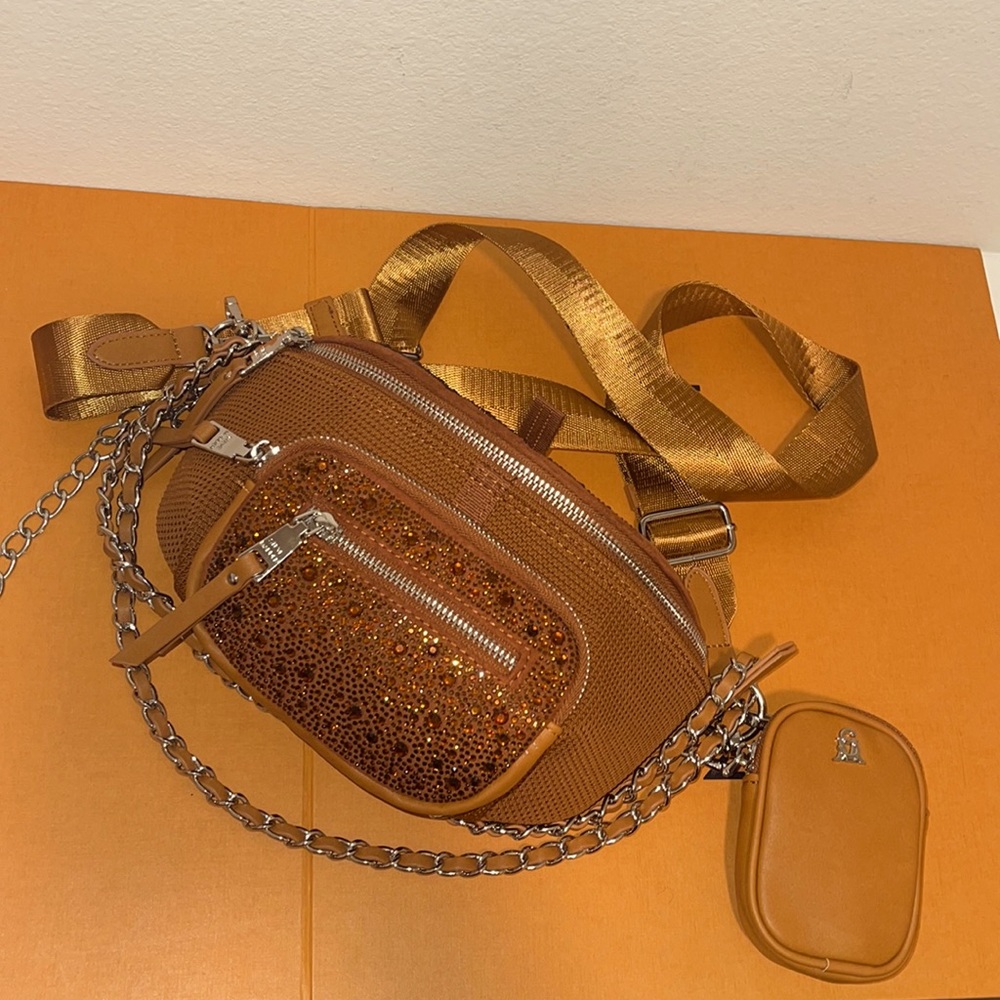 Burnt orange studded cross body bag